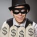 6 Pieces Robber Costume Set Include Canvas Dollar Sign Money Bags Eye Mask Knit Beanie Cap for Halloween Cosplay Burglar Theme Party