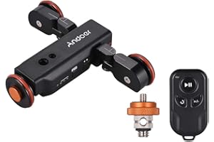 Andoer 3-Wheels Wirelesss Camera Video Auto Dolly, Motorized Electric Track Rail Slider Dolly Car with Remote Control, 3 Speed Adjustable Dolly Track Slider for DSLR Camera Camcorder Gopro Smartphones