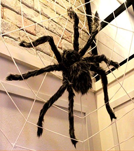 IVANFCH Halloween Party 10.5FT Spider Web and Giant Spider (50 inch) Terrify Outdoor Indoor Decoration (White)