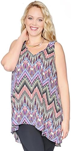 Grayson Shop Plus Size Abstract Chevron Tunic Tank Purple 2X