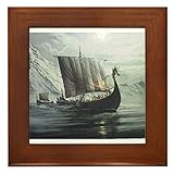 CafePress - Viking Ship Framed Tile - Framed Tile, Decorative Tile Wall Hanging