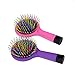 Pack of 2 Rainbow Volumizing Hair Straightening Brushes Detangling Hair Brushes Hair Curl Straight Magic Combs with Mirror (Pink & Purple)