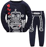 Hugbug Toddler Boys Super Cute Robot Heart Pajama Set 2-7T