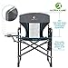 ALPHA CAMP Heavy Duty Folding Chair Oversized Director's Chair with Mesh High Back and Side Table, Supports 300 lbs - Black