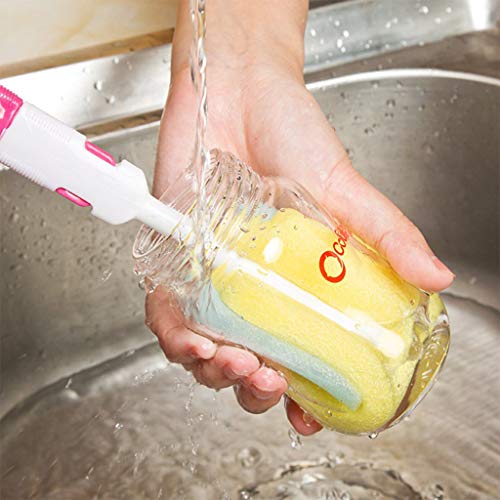 Formemory 7Pcs Baby Bottle Brush Cleaning Set, Multipurpose Water Bottle Cleaner for Baby Feeding Bottle Nipple Straws Pink - Thumbnail 2