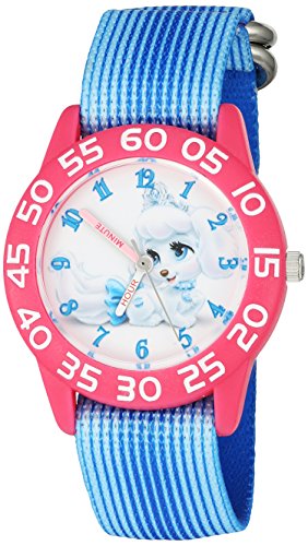 Disney Girl's 'Palace Pet' Quartz Plastic and Nylon Watch, Color:Blue (Model: W002826)