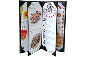 GBW 3 pcs of Restaurant Menu Covers Holders 4.75" X 11" Inches, 4panel 6view,Sold by Case,with Clear PVC Sheets for Paper Protection