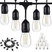 Outdoor Commercial String Lights, 24Ft Heavy Duty Weatherproof Lighting Strands,18 Gauge Black Cable with 8 Hanging Sockets, 10 LED Bulbs for Patio Garden or Party primary
