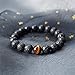 PAWALT Triple Protection Bracelet - Hematite - Tiger Eye - Black Obsidian - Nature Stone Couple Bracelet for Men/Women, Bring Luck Health