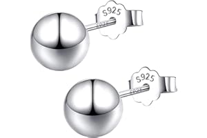 EVERU 925 Sterling Silver Ball Stud Earrings Available in 3mm-10mm,Classic Round Ball Studs Hypoallergenic Jewelry