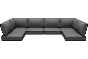 Suvivityse Outdoor Replacement Cushions for Patio Furniture,Water-Resistant Sofa Cushion for Rattan Wicker Sectional Patio Conversation Sets,14-Piece Outdoor Couch Cushions for Patio Sofa, Grey