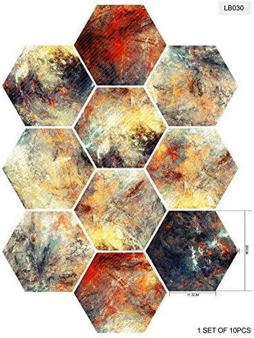 Norbi 10PCS Hexagon Stickers Anti-Slip Waterproof Peel and Stick Tile Backsplash for Kitchen Bathroom Cabinets Decor-D