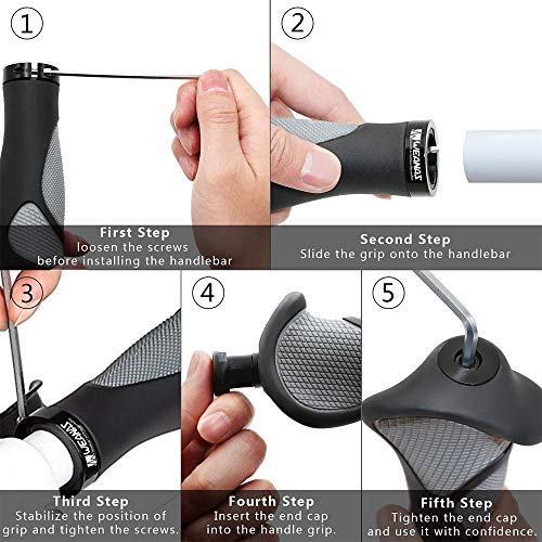HikeGeek New Generation Bike Handlebar Grip Soft Gel Inserts Shock Resistance Ergonomics Comfort Design with G2 Screw Lock 1 Pair for Bicycle MTB XC FR Cyling (Ergonomics) - Thumbnail 5