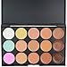 EVERMARKET 15 Colors Professional Concealer Camouflage Makeup Palette Contour Face Contouring Kit + 1 PC Premium Oval Make Up Brush + 1PC Silica MakeUp Washing Brush by Evermarket
