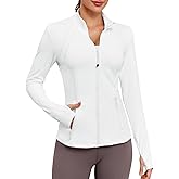 VUTRU Women Athletic Jacket Fitted Workout Running Zip Up Track Coat Layer with Thumb Holes Pockets for Yoga Gym Travel