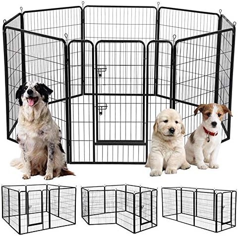 Baojiada ペットフェンス 中大型犬用 100 80 ペットケージ 犬 パーテション 侵入防止 コンパクト 8枚組 柵 フェンス ペットサークル 折り畳み式 自由 組み立て 簡単 ペット用ハイゲート 脱走防止柵 スチール製 軽量 持ち運び便利 室内室外兼用 Ba Gwl 068 100 80