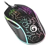 Gaming Mouse MARVO 7 Color LED Backlit Laptop Mouse 2400 DPI 6 Button USB Wired Computer PC Mouse Gamer Mouse with LED Backlight USB Mice Fit for PC/Laptops/Computer, Ergonomic Design