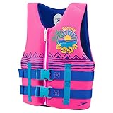Speedo Youth Neoprene Child Lifevest Flotation Device 50-90 lbs. - Girls - Pink/Blue
