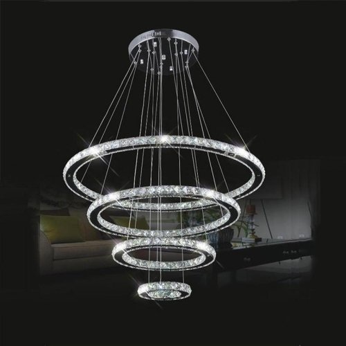 LightInTheBox LED Crystal Chandelier Lihting Transparent Crystal Round 4 Rings 20CM Plus 40CM Plus 60CM Plus 80CM Lamps Fixtures