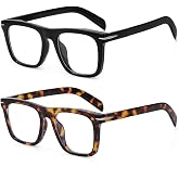 Gleyemor Blue Light Glasses for Men Women, Trendy Square Frame Eyeglasses | Blue Light Blocking Glasses, Work Gaming Daily Screen Office Computer Use