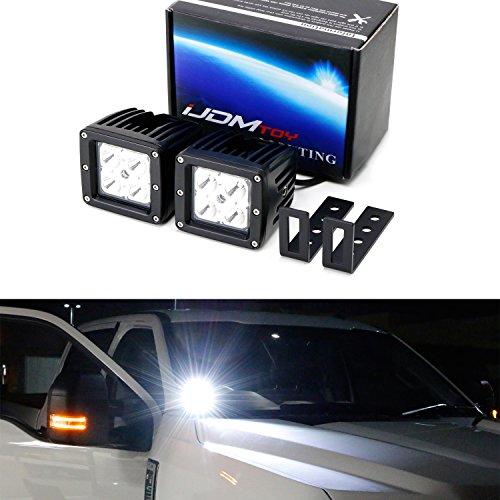 iJDMTOY Complete 40W High Power CREE LED Pod Light Kit w/ Windshield A-Pillar Mounting Brackets & Switch Wiring Relay For 2007-2014 Chevrolet Silverado/GMC Sierra