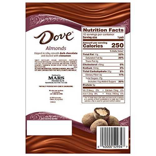 DOVE Almonds With Cinnamon and Dark Chocolate Candy 1.6Ounce Pouch (10