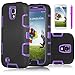 Galaxy S4 Case, EC™ 3in1 Hybrid High Impact Armor Case Defender Shockproof Combo Case for Samsung Galaxy S4 IV i9500 with Screen Protector and Stylus (Purple/Black)