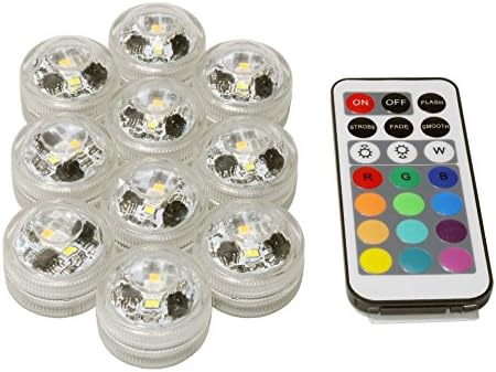 New Upgrade Waterproof Submersible LED Party Tea Mini Lights For Halloween Christmas Decoration Lamp work with remote controller Add warn white and withe color 10PCS DarNio