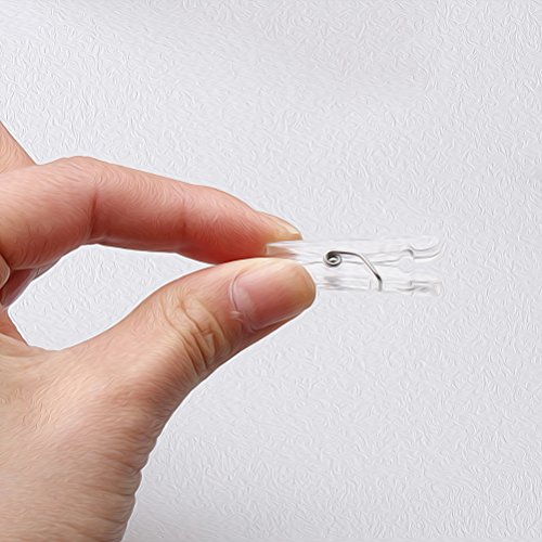 WODE Shop 100 PCS Mini Clear Plastic Clip, Utility Paper Clip Clothes Line Clips Hanger Clips Spring Hanging Clips Clamps