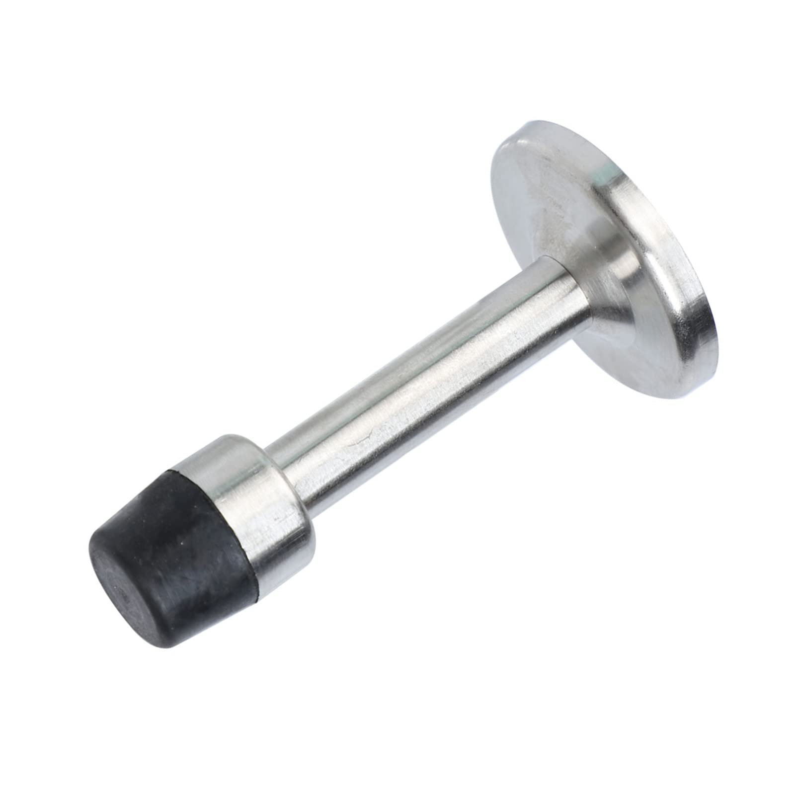 METALLIXITY Solid Rigid Door Stop(75mm/2.95") 1Pcs, Stainless Steel Door Stopper with Rubber Bumper&Screws - for Door Wall Protectors, Silver