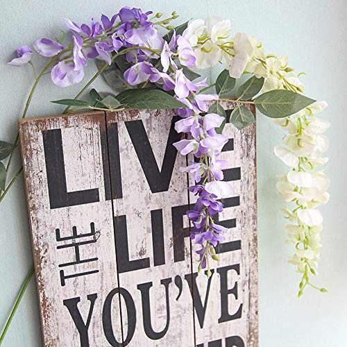 Gotian 39Inch Artificial Silk Wisteria Fake Garden Hanging Flower Plant Vine Wedding Decor Ideal for Festivals Parties Home Gardens Fencing Floral Tributes Sheds Decorations (Purple) - Thumbnail 2