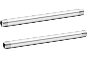 ChillWaves 304 Stainless Steel Pipe Fitting, Nipple Cast Pipe 3/8" NPT Male x 3/8" NPT Male Thread 16" Length(400MM)(2-PACK)