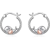 CRMAD Highland Cow/Hummingbird/Ladybug/Duck/Capybara/Rabbit/Seal/Crocodiles/Penduin Earrings for Women Sterling Silver Animal Jewelry