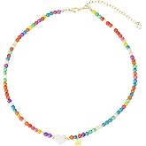 SELFROSE Initial Necklaces for Women,Cute Letter Necklace Gold Plated Summer Beaded Choker Necklaces for Women Trendy Preppy Custom Name Necklace Boho Initial Charm Necklace Dainty Gold Jewelry Gifts