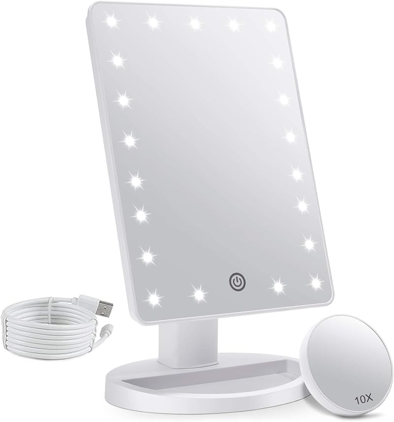 FASCINATE Makeup Vanity Mirror with 21 LED Lights & 10X Magnification