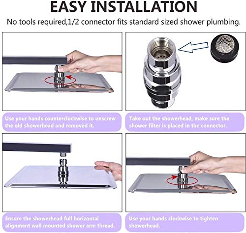 Alta Presión Montaje Fijo de Cabeza de Ducha de lluvia-12 Pulgadas/30cm Gran Cuadrada 304 de Acero Inoxidable Ducha de Spray - 1/2'' Conector, Rotación de 360 Grados-con Boquilla de Silicona- Ultra Fino Ahorro de Agua Regaderas Fijas para Baño Gigante Piso Individual-RabbitStorm (12 Pulgadas)