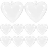 10Pcs Fillable Heart Ornaments for DIY Crafts Clear Heart Shaped Christmas Ornaments for Christmas Tree Wedding Party Decor