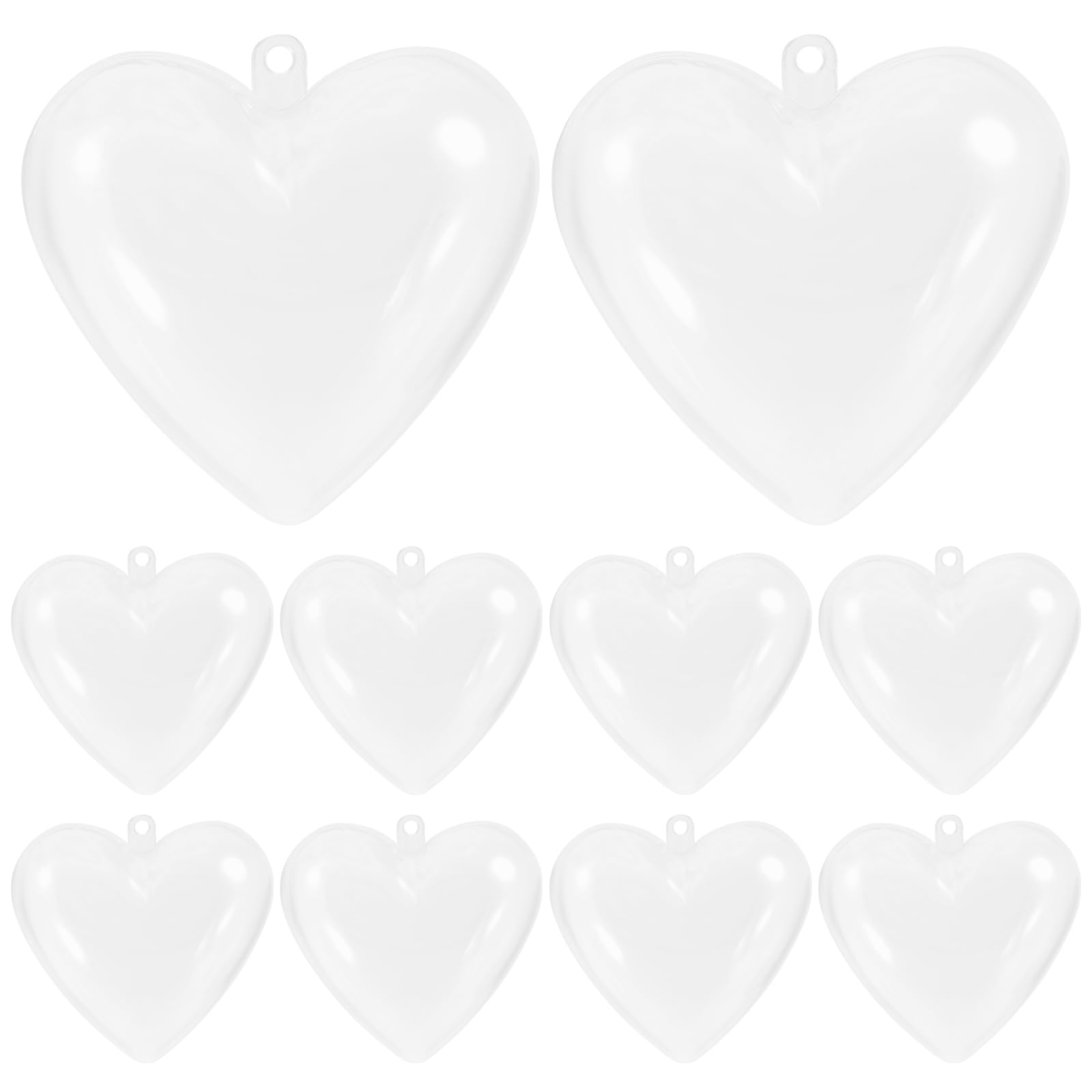 Photo 1 of 10Pcs Fillable Heart Ornaments for DIY Crafts Clear Heart Shaped Christmas Ornaments for Christmas Tree Wedding Party Decor