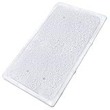 ITSOFT Non-slip Mildew Resistant Loofah Shower Mat with 14 Suction Cups Machine Washable, Rectangle Shape 17x29 Inch, White