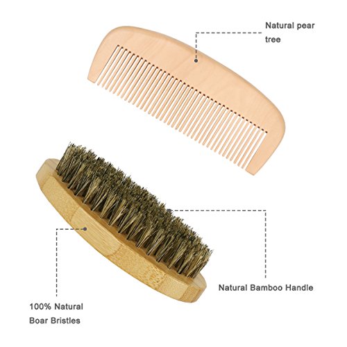 Beard Grooming Kits for Men,INKERSCOOP Beard Care Set 7 PCS Barber Hair Cutting Scissor+Straight Retro Razor+Bamboo Beard Boar Bristle Brush+Beard Comb+Beard Shaving Tool+Beard Bib Apron+Gift box