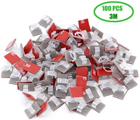Adhesive Reusable Clear Cable Clips 100 Pack – Self Locking Wire Clips Cable Management Wire Holder Drop Cable Clamp Wire Cord - Multi-Purpose in Car, Home, Office and String Lights