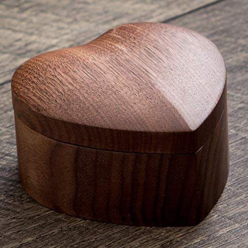 Heart shaped wood box filled with green moss (Engagement Proposal Ring Box - Ring Bearer Box - Jewelry Storage Box - Photo Prop)