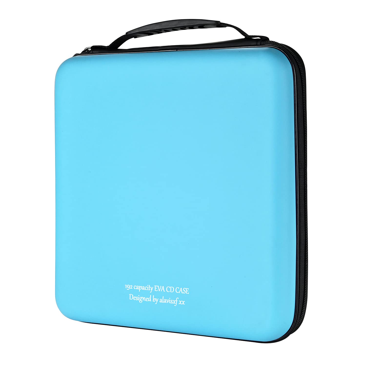 KUOCDSIK CD Case, 192 Capacity Hard EVA Protective Blu-ray CD Wallet Double Zipper Hand Strap Portable Disc Organizer DVD Case for Car Travel (192 Capacity, Sky Blue192)