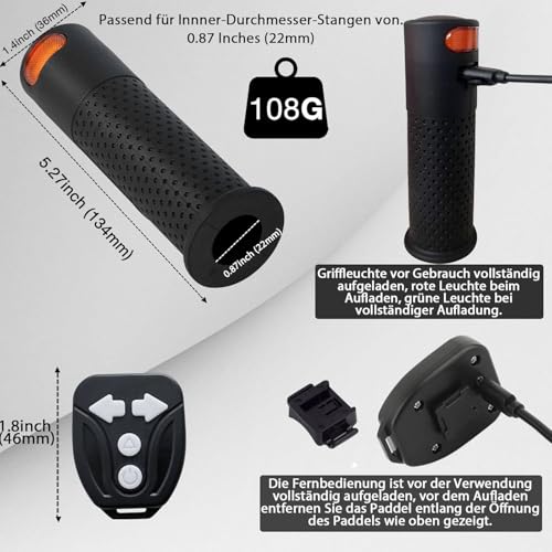 E-Scooter Turn Signal Light Handle with Indicator Light for Scooter with Rechargeable Remote Control with Xiaomi M365/Pro/Pro2/1S Ninebot Max G30/G30D Scooter Handlebar Grip