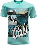 California Republic Cali Venice Men's T-Shirt (X-Large, Aqua)