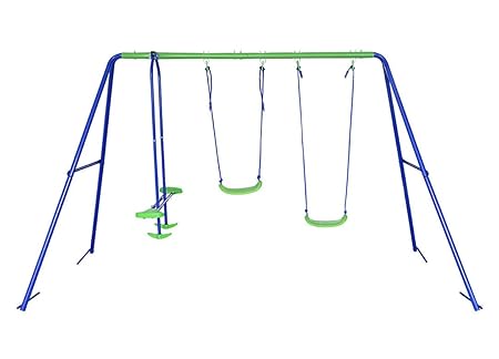 HLC 3 in 1 Schaukelgestell Gartenschaukel Kinderschaukel Schaukel--2 Schaukel +1 Wippe 295*135*175 cm