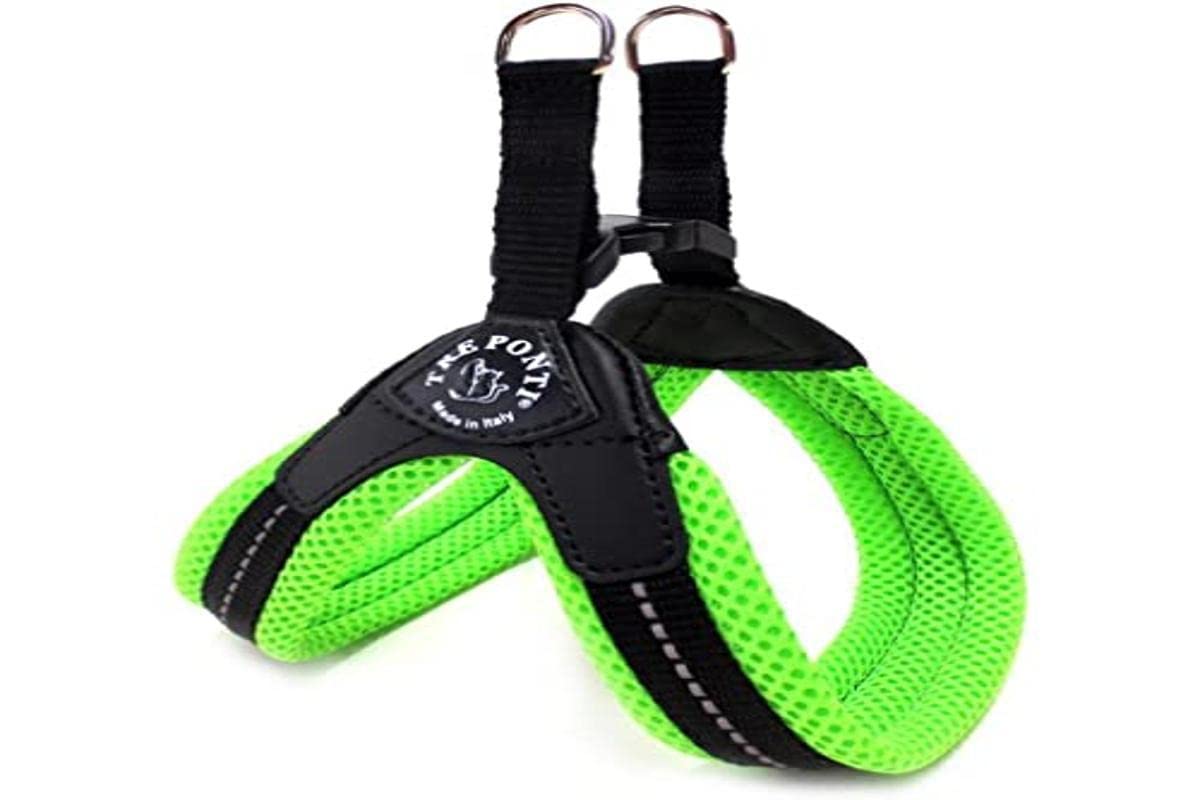TRE PONTI Easy Fit Mesh Fix Neon Dog Harness, Size 1, Green