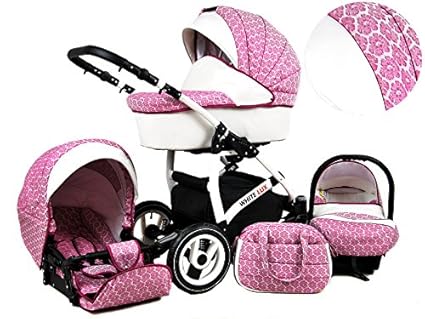 pink and white travel system