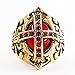 eejart Crusader Templar Cross Rings Ruby Cubic-Zirconia 316L Stainless Steel Ring Size 7 to 15