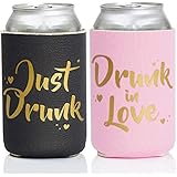 ASUSA Drunk in Love &amp; Just Drunk Bachlorette Party Drink Coolers - 11 pcs Set Bridal Showers &amp; Bachlorette Parties Can Sleeve, Party Favor Beverage Insulators, Bridesmaid Gifts